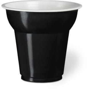 Generico 200 Bicchieri plastica CAFFE' da 70 cc | VARI COLORI | bicchierini da caffè 70ML varie pezzature MADE IN ITALY (Nero)