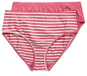 Ulla Popken Damen große Größen Übergrößen Plus Size Slip, 2er-Pack, Ringel/Uni, Biobaumwolle Himbeere 54+ 837140540-54+
