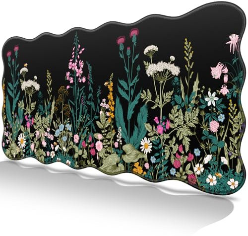 Abetcabe Mauspad XXL, Mousepad 900 x 400mm, Blumig Mauspad groß Unregelmäßig Vernähte Kanten Anti-Rutsch Schreibtischunterlage für Büro, Home, Gaming