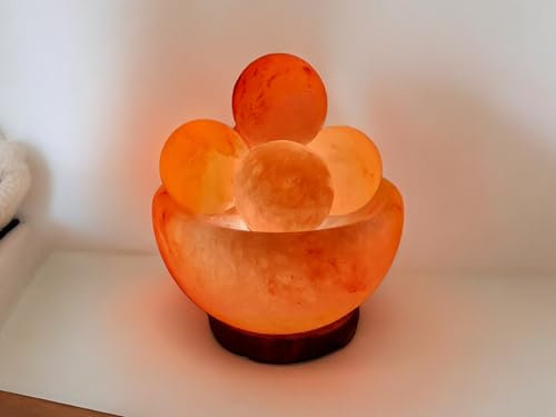 Saltbay Lampe de sel rose de l'Himalaya Bol de massage Taille L avec variateur de lumière Offre Noel
