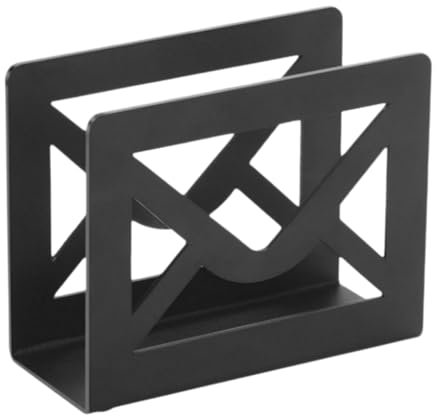 MagiDeal Portaposta da tavolo in metallo nero con design a busta ritagliata, organizer per lettere da scrivania per casa e ufficio