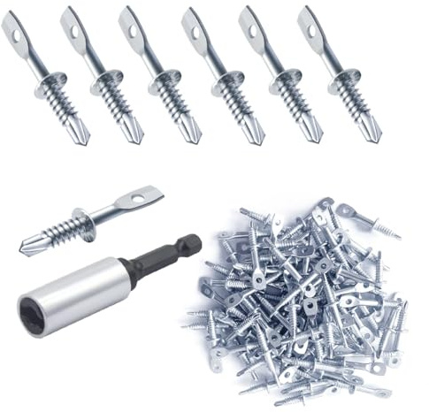36Pack Eye Lag Self Tapping Screws with 1pcs Eye Lag Driver Zinc Drilling Point Screw Concrete Screw Anchor Heavy Duty Fastener Cement Drywall Anchors Bolts Eye Lag Wood Dura Screw
