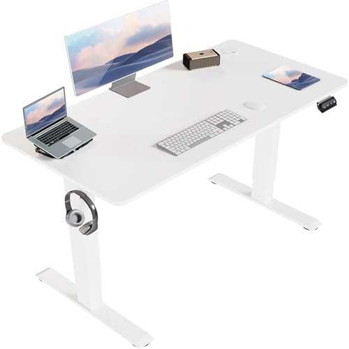 JUMMICO HöHenverstellbarer Schreibtisch 120x60cm,Standing Desk（71-119cm）,Schreibtisch HöHenverstellbar Elektrisch mit 2-Memory-Steuerung und Antikollisions Funktion(Weiß)