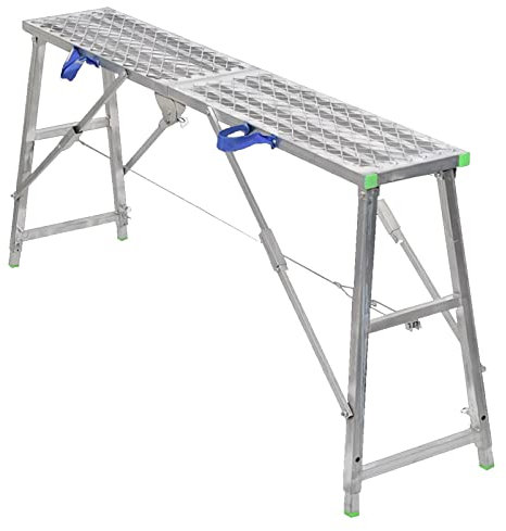 Klappbares Stahlgerüst, Arbeitsbühne, Turm, Leiter, Hocker mit verstellbarer Höhe, tragbar, Mehrzweckgerüst, 180 cm/140 cm