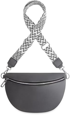 GSenhui Bauchtasche Damen Leder Crossbody Bag Damen Bauchtasche Breiter Gurt mit Reißverschluss,Umhängetasche Schwarz für Reisen Einkaufen