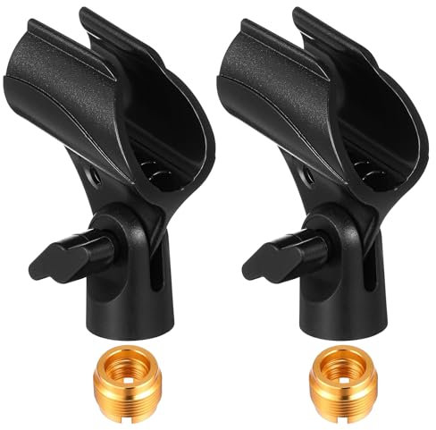 2Pcs Microphone Clips Adjustable Microphone Holder for Mic with 5/8 Male to 3/8 Female Screw Adapter for Microphones Stand Condenser Wireless and Wired Mics Accessories