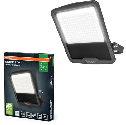 OSRAM Proyector LED ENDURA FLOOD PC 150W, blanco frío 4000K, 18000 lúmenes, IP65, para grandes superficies, 120 lm/W, aluminio reciclado, color gris.