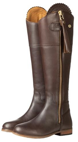 Rydale Ladies Tall Leather Spanish Riding Boots Womens Long Country Boot Elasticated Stretch Panel, Regular and Slim Fit