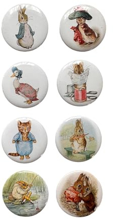 Officially Licensed Set of 8 Beatrix Potter Badges Peter Rabbit
