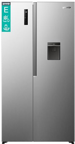 Gorenje NRS917E41XWD Kühl-Gefrierkombination/freistehend/ 541L/ 39dB/ EEK: E/NoFrost Plus/Wasserspender/Multiflow 360°/CrispZone/Supercool/FastFreeze/(BxHxT): 91,1 × 178,6 × 61,5 cm/Grau
