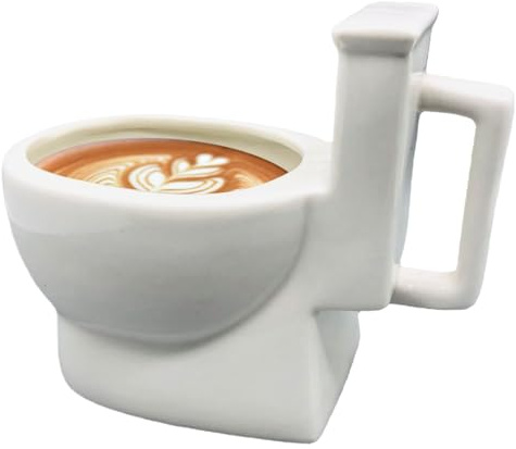 Comebachome Taza de inodoro de cerámica de 12 onzas, taza de café para inodoro, de bebida con caca oculta en el interior de mordaza para broma, día de los inocentes, color blanco, decoración