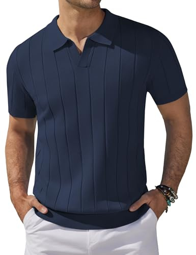 COOFANDY Polo Uomo a Maniche Corte, Polo Maglia d'Estate a Collo a V per Golf, Poloshirt per Uomini