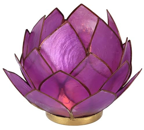 GURU SHOP Lotus Teelicht Muschel 14x10 cm - Dunkellila