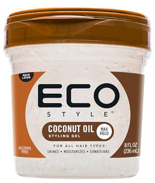 Ecoco - Eco Style Gel - Coconut Oil - Sans Alcool - Pour Tous les Types de Cheveux - Tenue et Brillance Longue Durée - Pas De Paillettes - Pas De Pincement - Anti Démangeaisons - 8 oz/236 ml