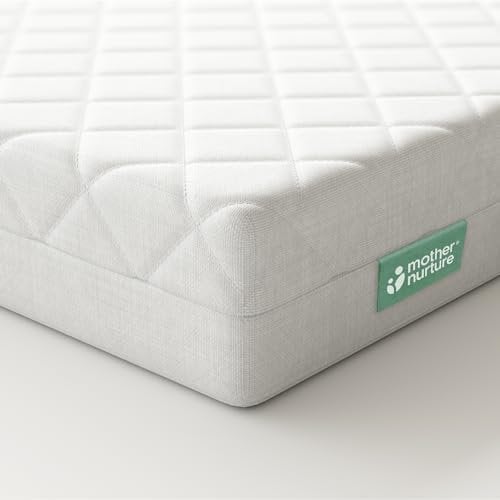 Mother Nurture Classic Eco Fibre Cot Bed Mattress -Reversible, Water Resistant, Baby Cot Mattress, Firm & Supportive, Hypoallergenic Easy Clean Quilted Cover, White, BSI Tested - Size 120 x 60 x 10cm