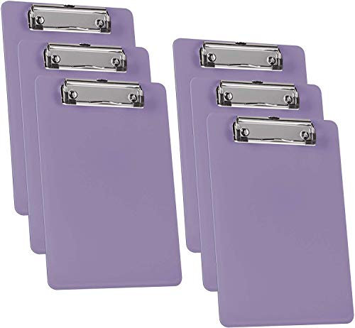 Acrimet Portapapeles de Plástico Rígido con Clip de Perfil Bajo, Tamaño A5 (23,5cm x 16cm) (Color Morado) (Paquete de 6)