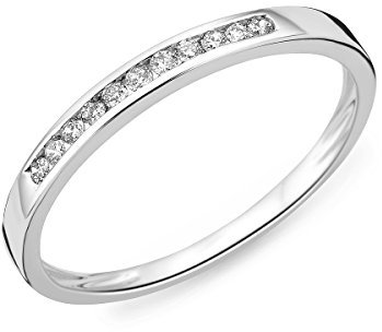 Miore Ring Damen Weißgold Diamant Hochzeitsband 14KT (585) mit Diamant Brillanten 0.10 ct