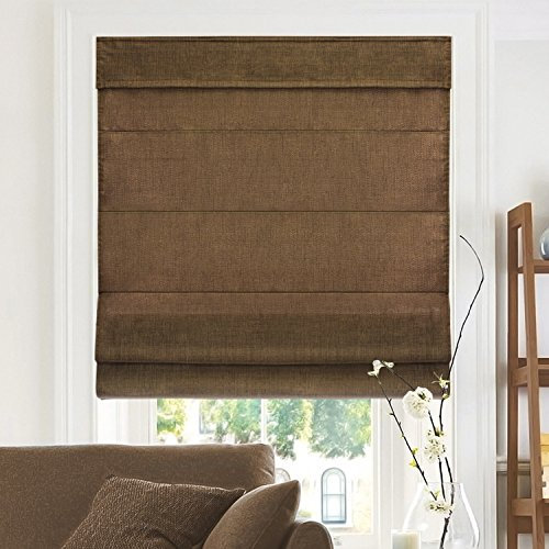CHICOLOGY Schnurlose Raffrollo, moderner Stoff, 99 cm B x 162 cm H, belgische Schokolade (Sichtschutz und Lichtfilterung)