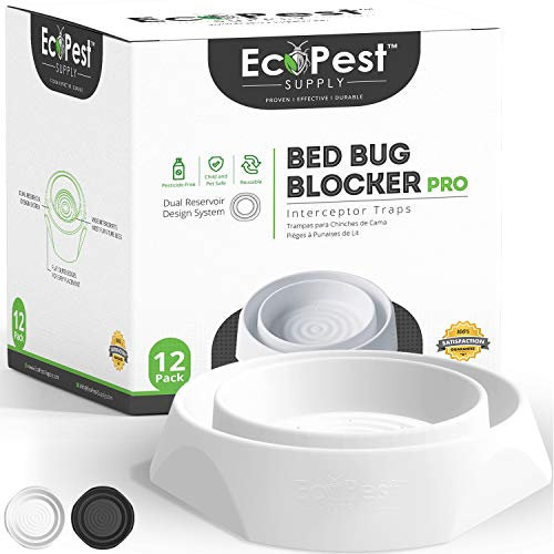Interceptores de Chinches – Paquete de 12 | Bed Bug Blocker (Pro) Trampas Interceptoras (Blanco) | Trampa de Insectos, Monitor y Detector para Las Patas de la Cama
