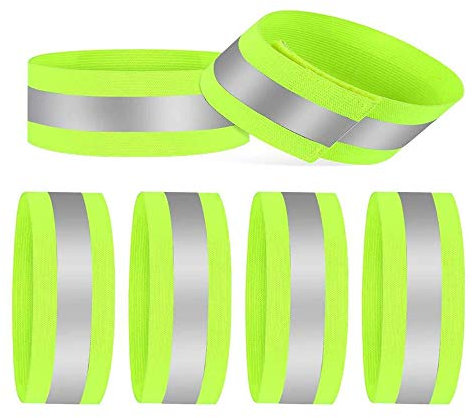 Nasharia 6 Stück Reflektorband, Reflektierendes Armband Reflektor Sicherheit Reflexband Outdoor Joggen Radfahren Fahrrad Laufen Reiten Kinder Klettverschluss Elastisch Leuchtband