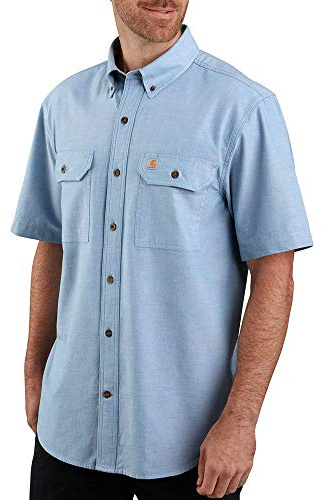 Carhartt Chemise de Travail à Manches Courtes pour Homme, Blue Chambray., XXL Grande Longueur