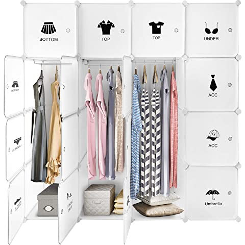 Ribelli Steck-Kleiderschrank Kunststoff Portable Garderobe mit 16 Würfeln - individuell aufbaubar - erweiterbar - auch für hängende Kleidung - platzsparend