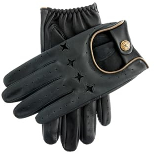 Dents The Suited Racer x Touchscreen-Lederhandschuhe, Schwarz/Gold, Größe L