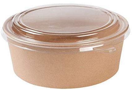 Thali Outlet - 50 x Large 36oz / 1000ml Brown Kraft Poke Salad Bowls Containers & Clear PP Lids - Poke Takeaway Food…