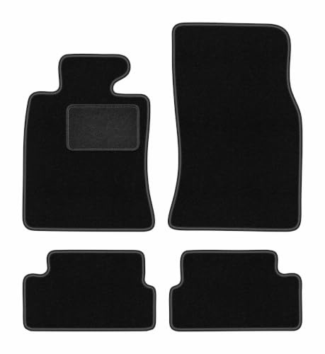 Velours-Fußmatten passend für Mini Cooper II R57 2006-2013, Schwarz, LUX | passend für Cabrio; Velours-Teppich (Polypropylen), ca. 6,5 mm; rutschfest, BMW T-Befestigungen