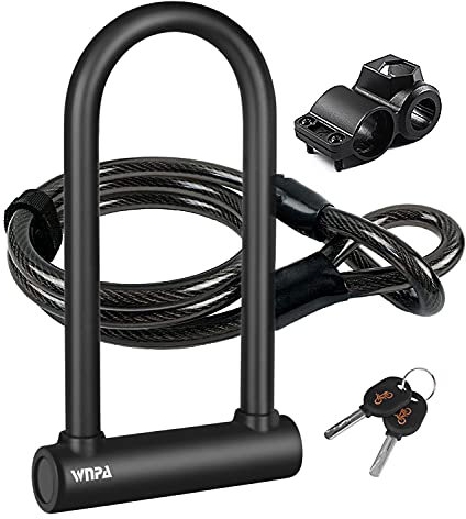 Candado en U Bicicleta, Candado en Forma de U para Bicicleta, Resistente, de Alta Seguridad, con Cable Flexible de Acero de 1,2 m y Soporte de Montaje Resistente para Bicicletas, Motocicletas … Negro