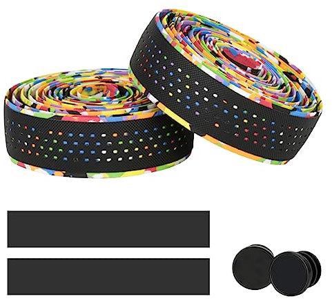TOPCABIN Fahrrad Lenkerbänder,2 Rollen Comfort Lenkerband für Citybike Road Bike Lenker Band Bike Lenkerband mit Bar Plugs (EVA-Chromatisch)
