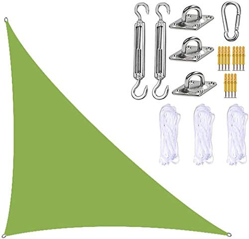 Garden Sail Canopy, Triangle Sun Sail Shade with Fixing Kit, 3 Ropes, Waterproof, UV Block, Right Angle Garden Shade Sails Sunshade Awnings for Outdoor Patios (Green,3m x 4m x 5m)
