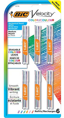BIC Velocity Colored Lead Mechanical Pencil Refills, 36-Count, Medium Point