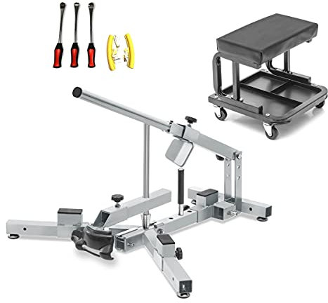 Set Motorrad Reifenmontiergerät MD4Z 12-21 + Montiereisen + Werkstatthocker