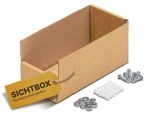 KK Verpackungen Regalkartons 200x100x100mm | 100 Stück, Lagerboxen aus Wellpappe | Sichtlagerboxen für Kleinteile | Stecksystem ohne Klebeband | Lager, Werkstatt & Hobbyraum