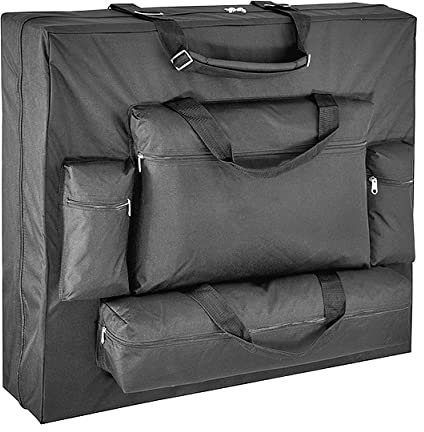 Borsa Deluxe per tavolo da massaggio, resistente + 4 tasche extra + tracolla imbottita per il trasporto, leggera + adatta a tavoli fino a 64 cm di larghezza (nero)