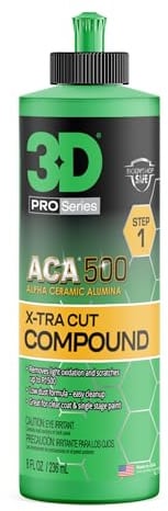 3D Composto ACA 500 X-Tra Cut - 8 oz - Fase 1 Taglio Body Shop Composto con Lana o Schiuma Pad - Taglia P1000 o più fine - Facile da pulire - Correzione vera vernice - Allumina ceramica alfa