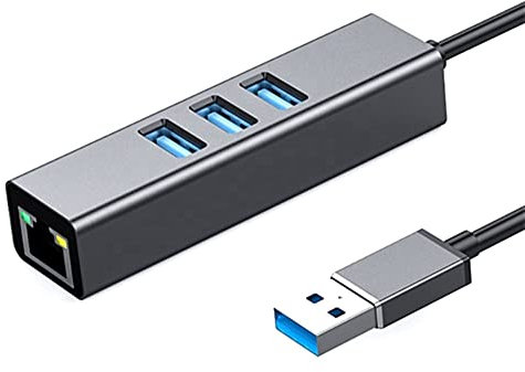 Tradebit - USB 3.0 Hub I Gigabit Network Adapter I LAN RJ45 I 1000Mbps I Aluminiumgehäuse I Plug & Play I Kompatibel mit Laptop und PC
