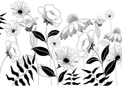 decomonkey - Papier Peint Panoramique Fleurs 350x256 cm - Décoration murale moderne – Tapisserie décorative pour chambre salon - Art mural unique design tendance