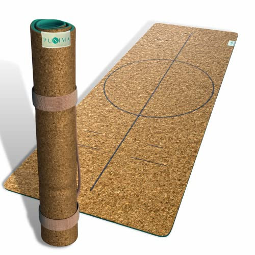 PUNIMA Yogamatte XXL ohne TPE, 100% Naturkautschuk und Premium Kork aus Portugal, Extra BREIT und LANG, KEINE Klebstoffe & Weichmacher, Fitnessmatte, Yoga Matte, 183 x 68 x 0,4 cm