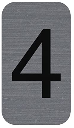 Exacompta - Réf. 67184E - 1 plaque adhésive CHIFFRE 4 - Plaque murale imprimée de signalisation - Sur tous supports - Aspect aluminium brossé - Dimensions : 2,5 x 4,4 cm