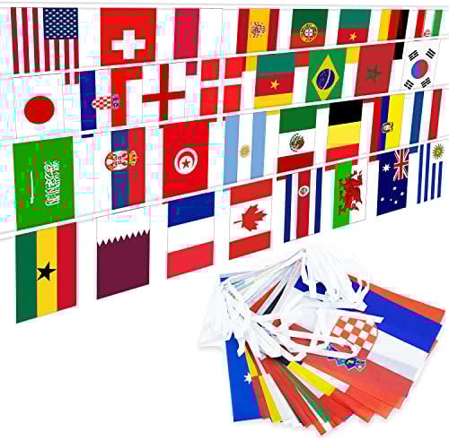 ZORRA World Cup Football 2022 Flags, Flags of The World Bunting Banner, 2022 World Cup 32 Countries Flags for Garden Bar Restaurant Street Party - 32.8ft