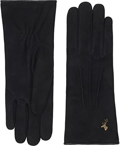 Schwartz & von Halen Handschuhe Damen Elizabeth Onyx - Leder 100% Wildleder Pelzfutter (Imitat aus Fake Fur) - Schwarz XS - 6½