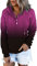 KISSMODA Womens Comfortable Long Sleeve Lightweight Hoodie with Kanga Pocket Button Down Drawstring Sweatshirts For Women Casual Tops Gradient Rose Medium