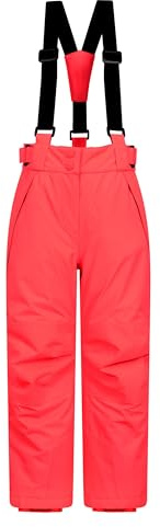 Mountain Warehouse Falcon Extreme Kids Ski Pants – Taped Seams, Waterproof Childrens Trousers, Snow Gaiters, Security Pockets – Ideal for Sports, Snowboarding Fiery Coral Kids Size 11-12 Years