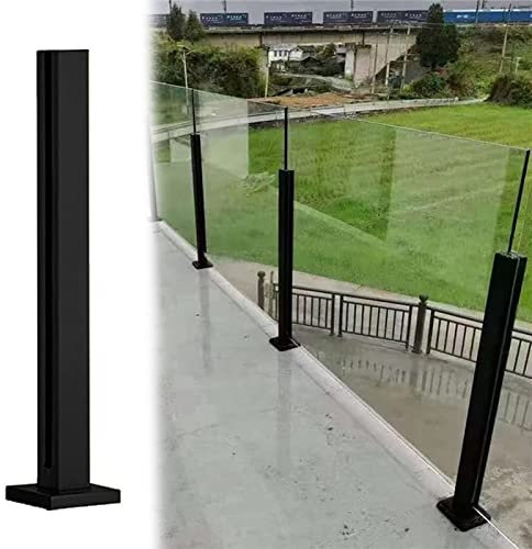 BIBOYA Zaunsäulen Glasgeländer Hochleistungs-Glasbalustrade-Geländerpfosten, Schwarzes Quadratisches Flurhandlauf-Kit für Glas- / Kunststoff- / Holz- / Acrylplatten, Color : End pos