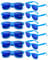 Dwenarry Bunte Sonnenbrille Party Blau Retro Sonnenbrillen Set Vintage Plastik Verspiegelt Blaue Party Brille 80er Neon Partybrillen 12 Pack