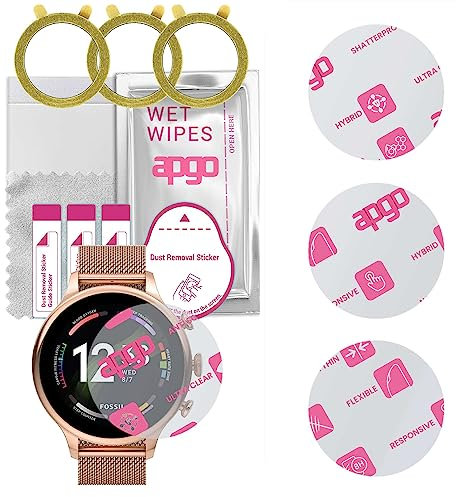 apgo 3 Stück Schutzglas, klar, kompatibel mit Fossil Gen 6 (42mm) Smartwatch, Hybrid 8H, Ersatz für Hartglas, Displayschutzglas, Bildschirmschutz, Displayschutz, kratzfest