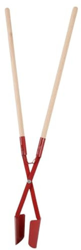 Galaflor Handbagger (Stahl) mit Holz-Stiel (95 cm) - Gesamtlänge 152 cm, Gewicht: 5,6kg - Erdlochausheber, Erdlochschaufel, Lochschaufel, Lochspaten, Doppelspaten, Erdlochheber