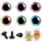 MUCUNNIA 60 Stück 18 mm glitzernde Kunststoff-Sicherheitsaugen für Amigurumi, runde Augen zum Basteln, Häkeln, Puppenaugen mit Unterlegscheiben, Stofftieraugen für DIY-Bastelarbeiten (6 Farben)